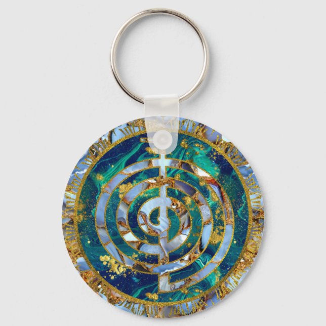 Porte-clés Symbole Choku Rei en Mandala sur Marbre et Or (Recto)