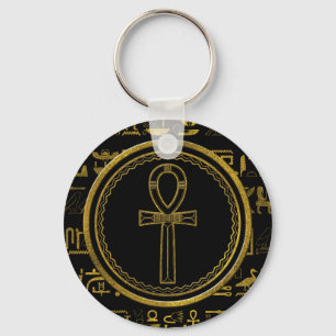 Porte-clés Symbole croisé d'Ankh d'Egyptien d'or