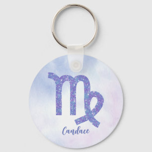 Porte-clés Symbole d'astrologie Virgo personnalisé violet