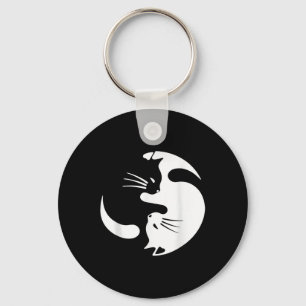 Porte-clés Symbole de chat Yin Yang Cute Chat noir et blanc