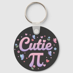 Porte-clés Symbole de Cutie Pi Math Pun Papillons Roses Cœurs