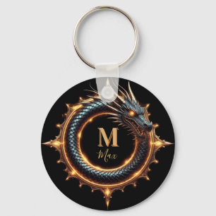 Porte-clés 🐉 Symbole de Dragon de Fantaisie de Nom Personnal