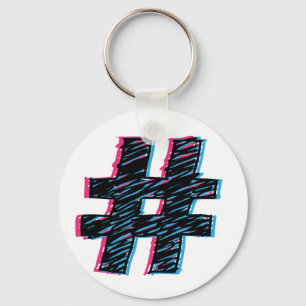 Porte-clés Symbole de hashtag cool avec effet 3D