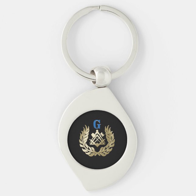 Porte-clés Symbole de la maçonnerie d'or (Devant)