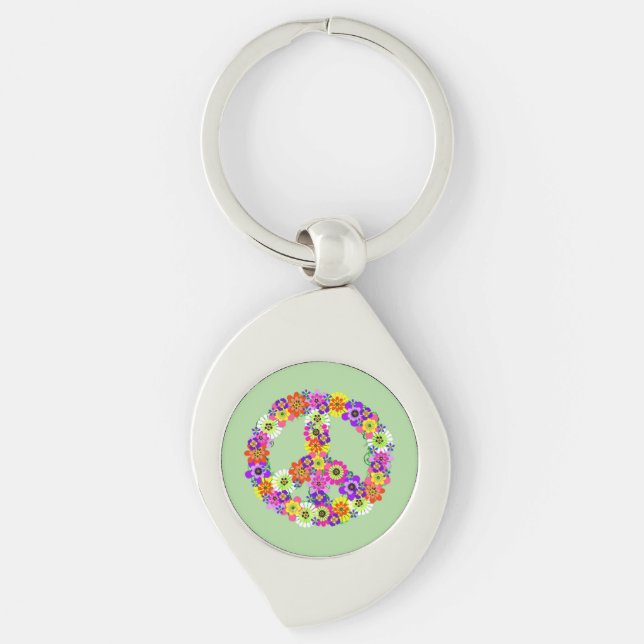 Porte-clés SYMBOLE DE LA PAIX Floral (Devant)
