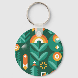 Porte-clés Symbole de l'agriculture Vintage et géométrique sc