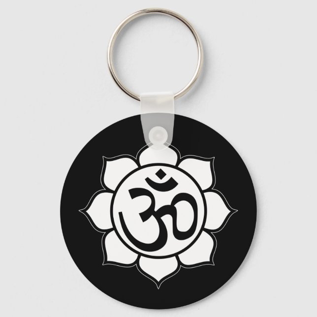 Porte-clés Symbole de l'Aum de fleurs Lotus (Recto)