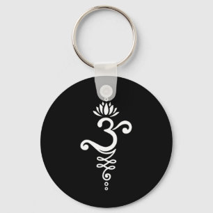 Porte-clés Symbole de Om Mantra Yoga avec fleur de lotus et U
