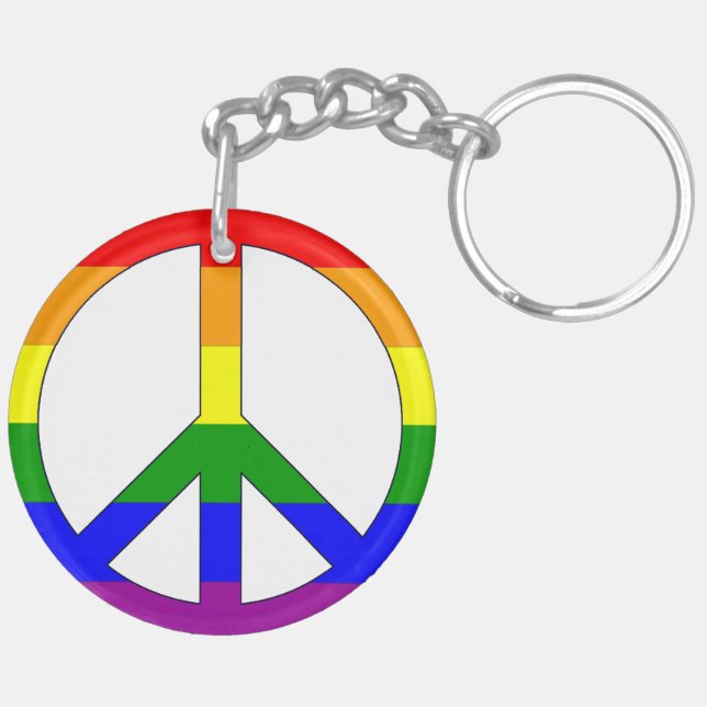 Porte-clés Symbole de paix arc-en-ciel (Dos droit)