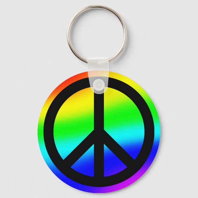 Porte-clés Symbole de paix arc-en-ciel brillant (Recto)