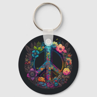 Porte-clés SYMBOLE DE PAIX DE NEON Floral
