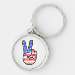 Porte-clés Symbole de paix du drapeau américain T-shirt quatr