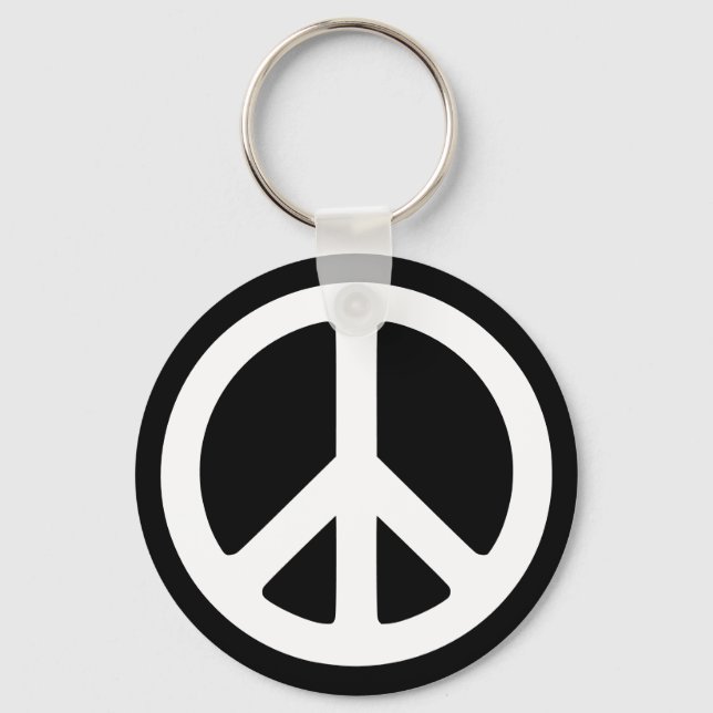 Porte-clés Symbole de paix noir et blanc (Recto)