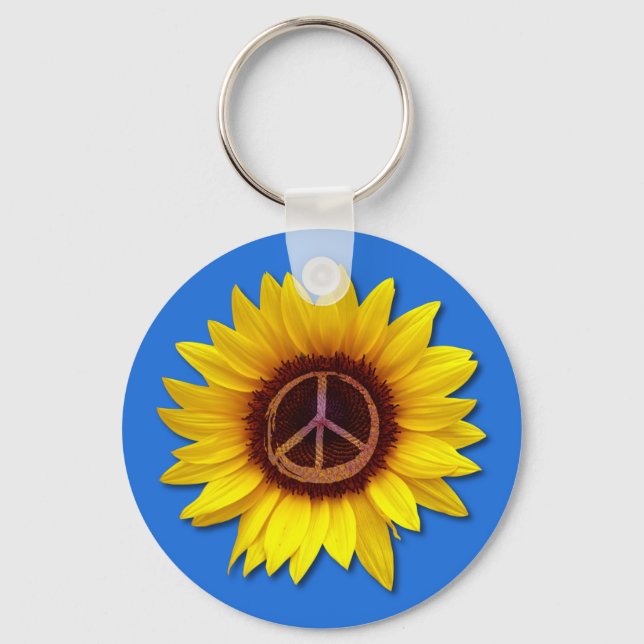 Porte-clés Symbole de paix tournesol ukrainien signe d'amour  (Recto)