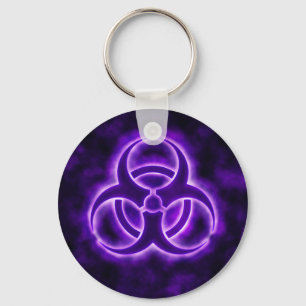 Porte-clés Symbole de risque biologique de la lueur violette 