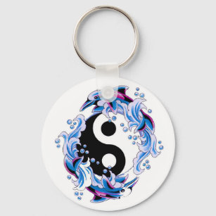 Porte-clés Symbole de tatouage de dessin animé cool Yin Yang 