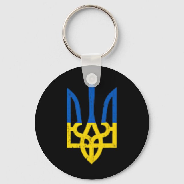 Porte-clés Symbole de trident ukrainien - Drapeau ukrainien S (Recto)