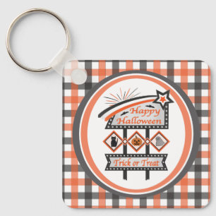 Porte-clés Symbole d'Halloween Vintage rétro - Tricoter ou tr