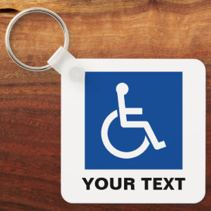 Porte-clés Symbole d'handicap pour fauteuil roulant bleu port