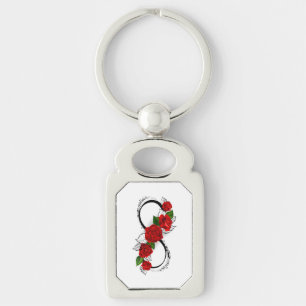 Porte-clés Symbole d'infini avec les roses rouges