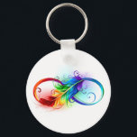 Porte-clés Symbole d'infini avec plume arc-en-ciel<br><div class="desc">Symbole artistique à l'infini avec belle plume arc-en-ciel sur arrière - plan blanc. Style tatouage.</div>