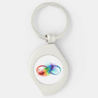 Symbole d'infini avec plume arc-en-ciel