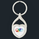 Porte-clés Symbole d'infini avec plume arc-en-ciel<br><div class="desc">Symbole artistique à l'infini avec une belle plume arc-en-ciel sur un arrière - plan blanc. Style tatouage.</div>