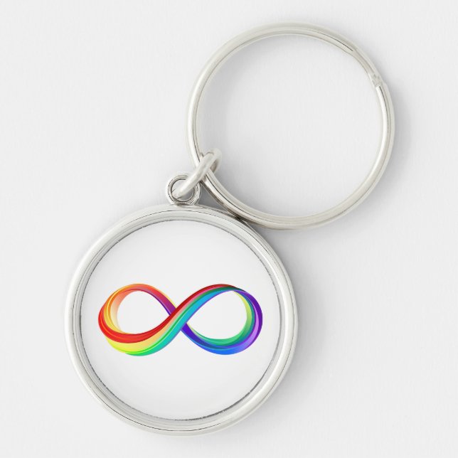 Porte-clés Symbole d'infinité arc-en-ciel stratifié (Devant)