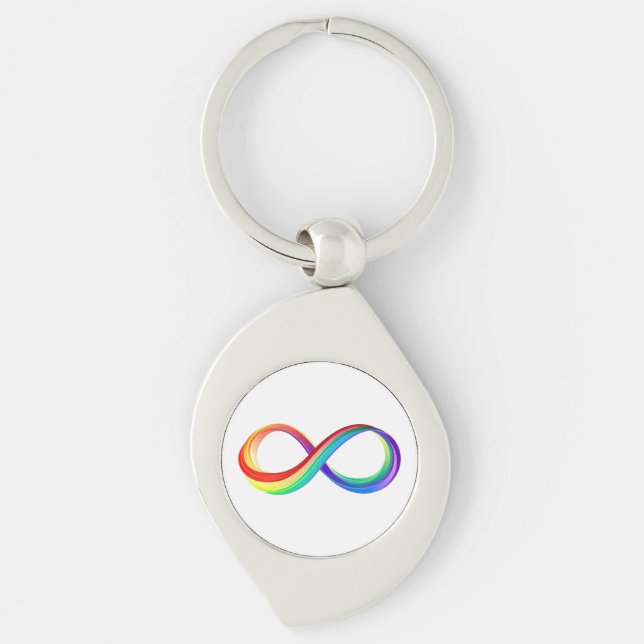 Porte-clés Symbole d'infinité arc-en-ciel stratifié (Devant)