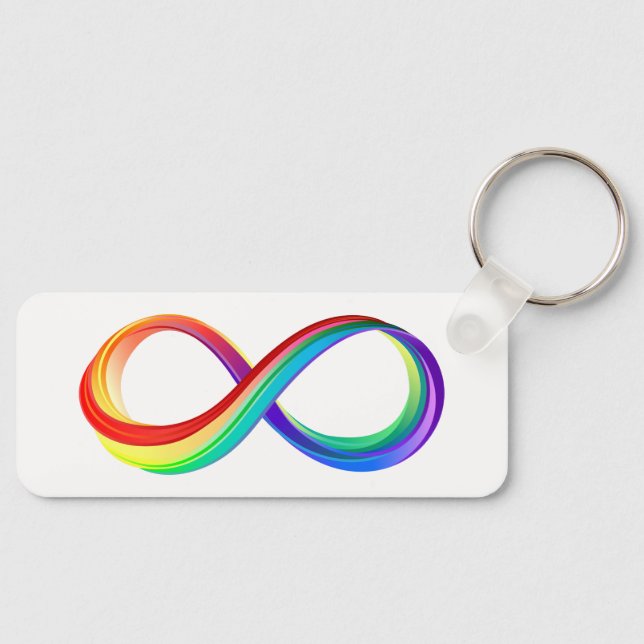 Porte-clés Symbole d'infinité arc-en-ciel stratifié (Recto)