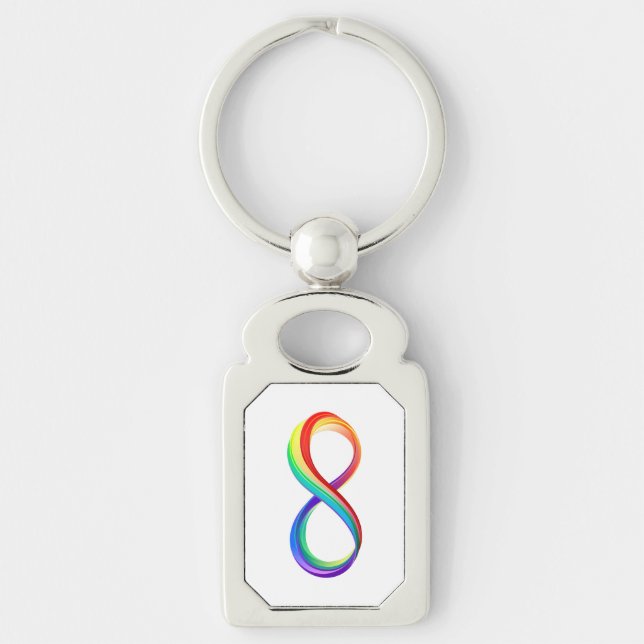 Porte-clés Symbole d'infinité arc-en-ciel stratifié (Devant)