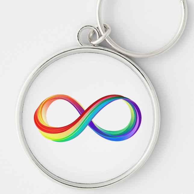 Porte-clés Symbole d'infinité arc-en-ciel stratifié (Devant)