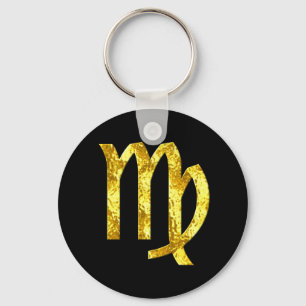 Porte-clés Symbole d'or de noir de signe de zodiaque de