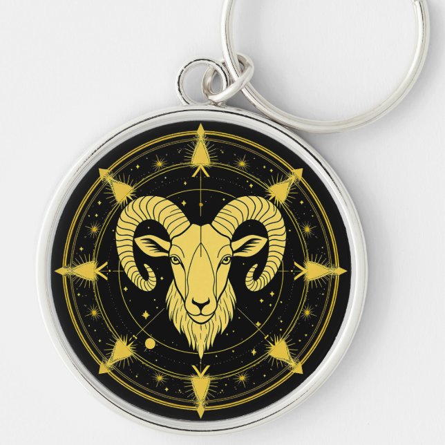 Porte-clés Symbole doré du zodiaque du Bélier (Devant)