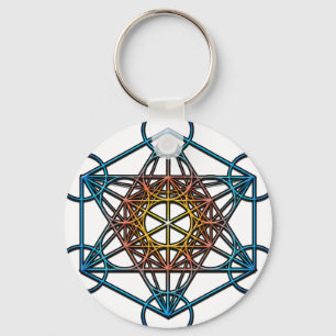Porte-clés Symbole du cube de Metatron (gradient bleu