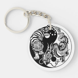 Porte-clés symbole du dragon et du tigre yin yang