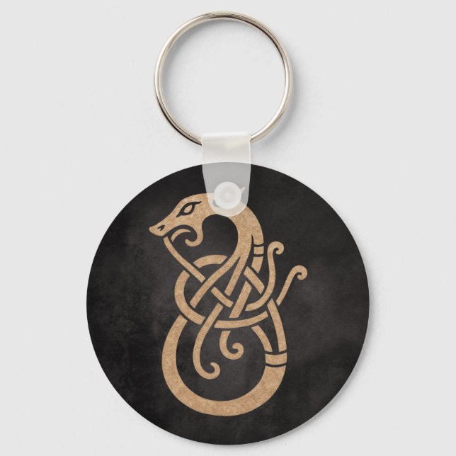 Porte-clés Symbole du nœud du serpent viking doré (Recto)
