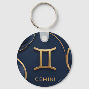Porte-clés Symbole du zodiaque Gémeaux Luxe Or Céleste Astrol