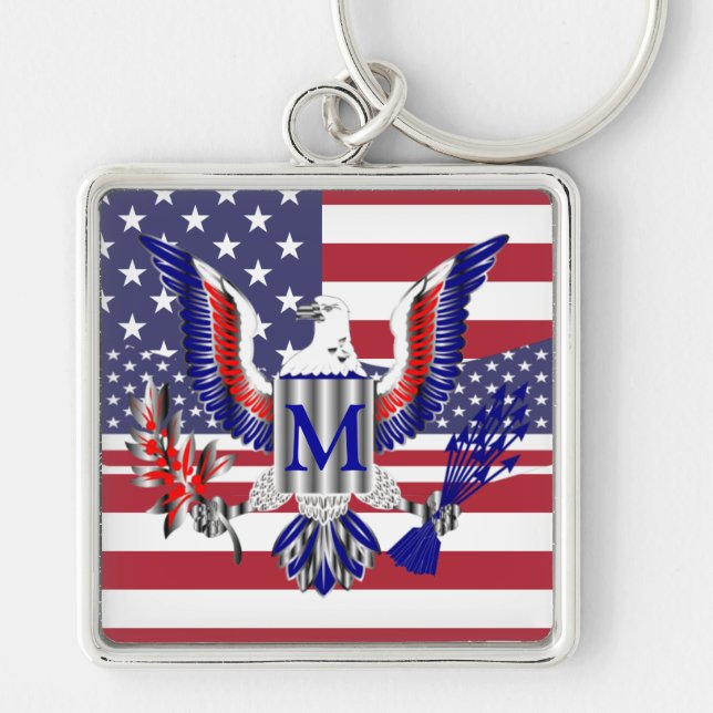 Porte-clés Symbole et drapeau de l'aigle américain (Devant)