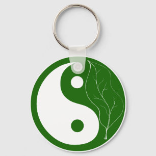 Porte-clés SYMBOLE FEUILLE VERTE YIN Yang