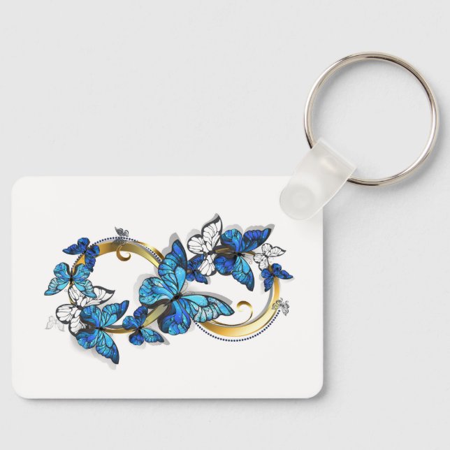 Porte-clés Symbole infini de papillons Morpho bleus (Recto)