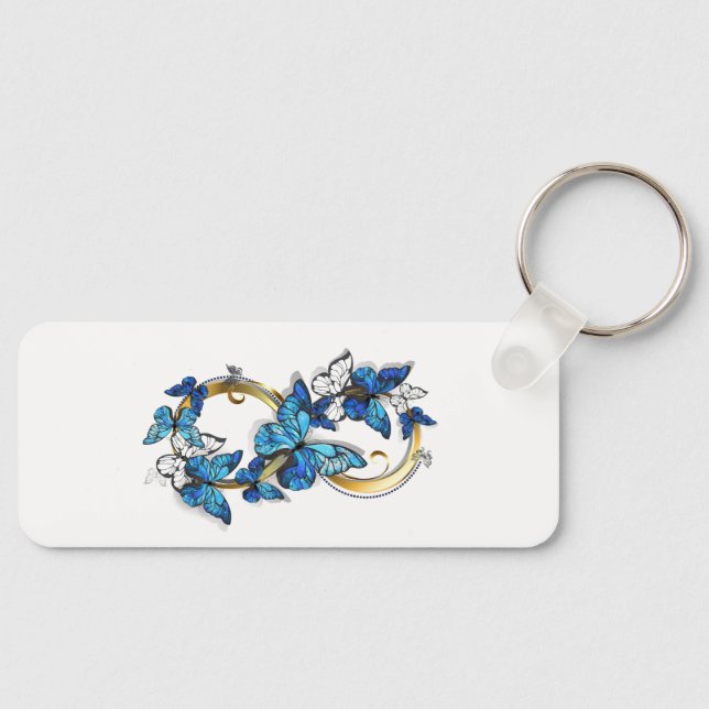 Porte-clés Symbole infini de papillons Morpho bleus (Recto)