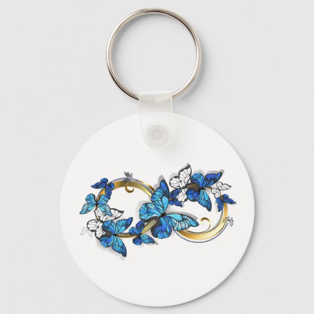 Porte-clés Symbole infini de papillons Morpho bleus (Recto)