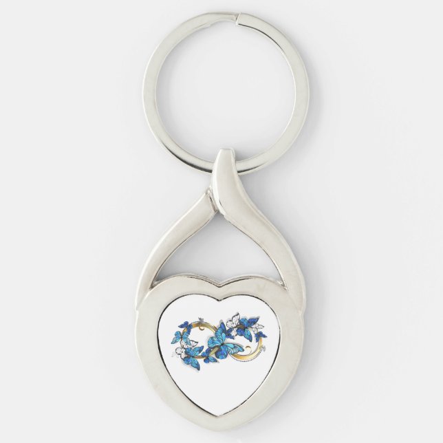 Porte-clés Symbole infini de papillons Morpho bleus (Devant)