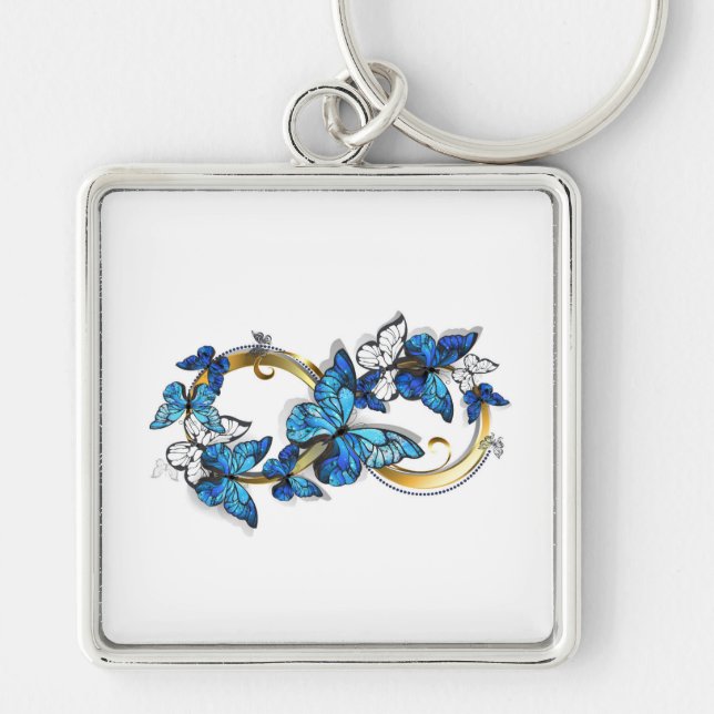Porte-clés Symbole infini de papillons Morpho bleus (Devant)