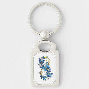 Porte-clés Symbole infini de papillons Morpho bleus