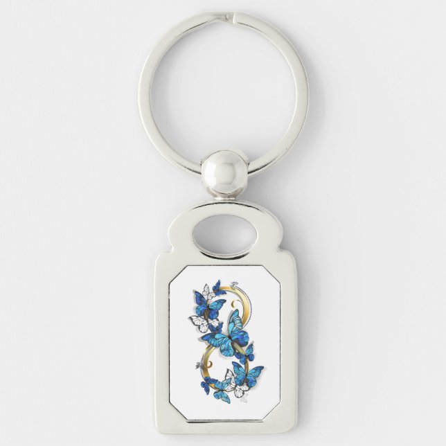 Porte-clés Symbole infini de papillons Morpho bleus (Devant)