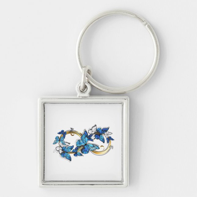 Porte-clés Symbole infini de papillons Morpho bleus (Devant)