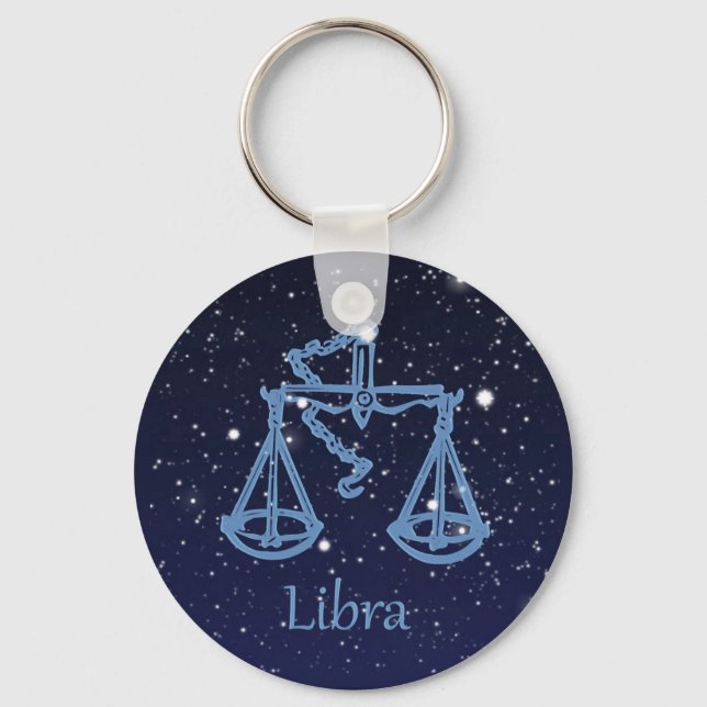Porte-clés Symbole Libra Constellation et Zodiac avec étoiles (Recto)