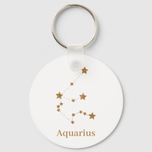 Porte-clés Symbole moderne Zodiac Gold Aquarius   Air de l'él